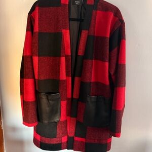 VICI -Alberta Plaid Contrast Coat. Red & Black- Small